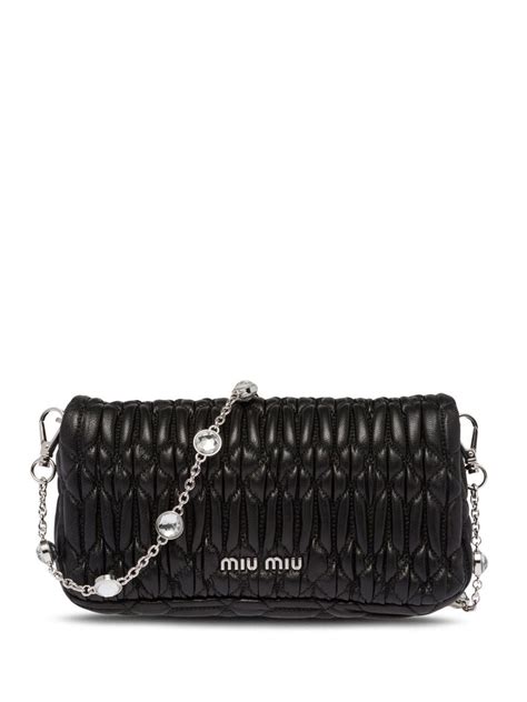 miu miu crystal chain strap bag|Miu Crystal nappa leather and crystal mini.